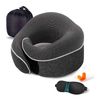 Catzon Travel Neck Pillow Memory Foam Ergonomic 360 Degree Folding-Dark Grey