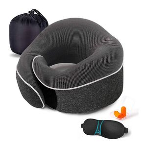 Catzon Travel Neck Pillow Memory Foam Ergonomic 360 Degree Folding-Dark Grey