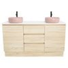 CIBO 1500mm Coast Veneer Nordic Full Height Double Bathroom Vanity With Pale Pink Countertop Basins