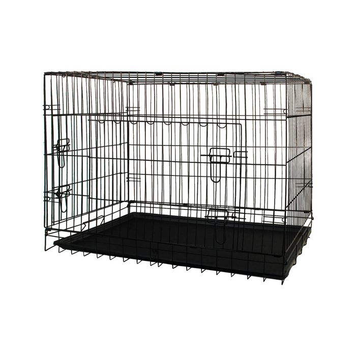Royale 36 Inch Medium Foldable Wire Dog Crate Double Door Pet Kennel Cage with Removable Tray