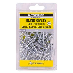 Otter 4.8 x 6.4mm Open Aluminium Blind Rivets - 100 Pack