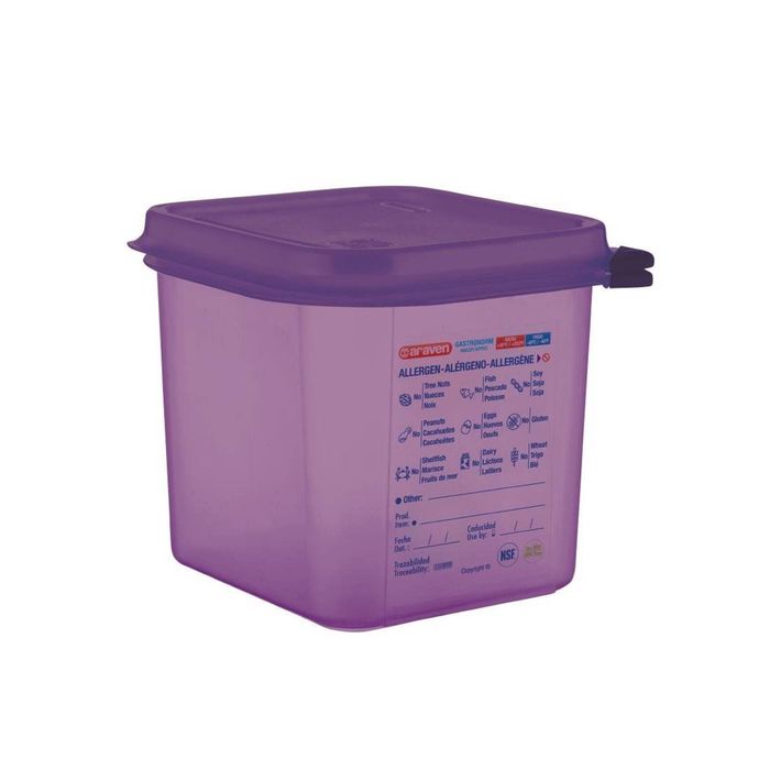 Araven Gastronorm Food Container Allergen Polypropylene Purple 1/6 2.6l