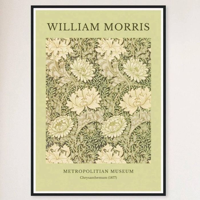 Galrie William Morris Chrysanthemum Print from the Metropolitan Museum Timeless (1877), Black Frame, A0 84 x 119cm (33 x 47inch)