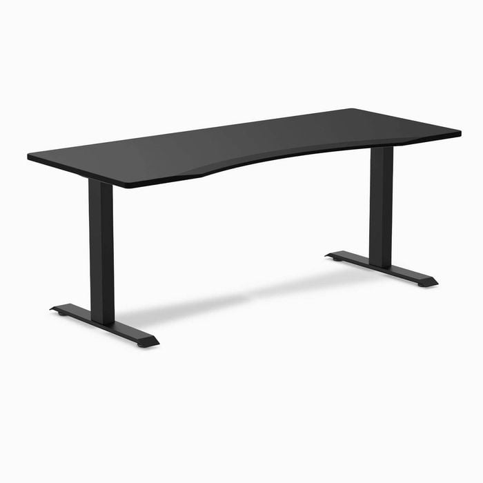 Desky Fixed Height Black Ergo Edge Desk 180x75cm Matte Black Leg