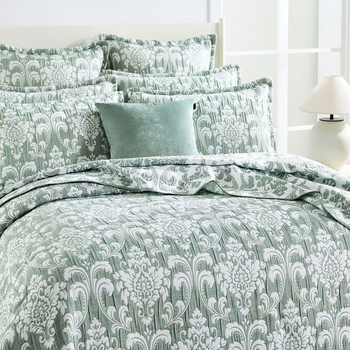 Renee Taylor Tahlia Jacquard Queen/King Coverlet/2x Pillowcases Jade