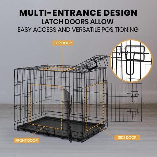 Taily Dog Cage 42 inch Large Metal Pet Crate 3 Doors Foldable Bunnings Australia