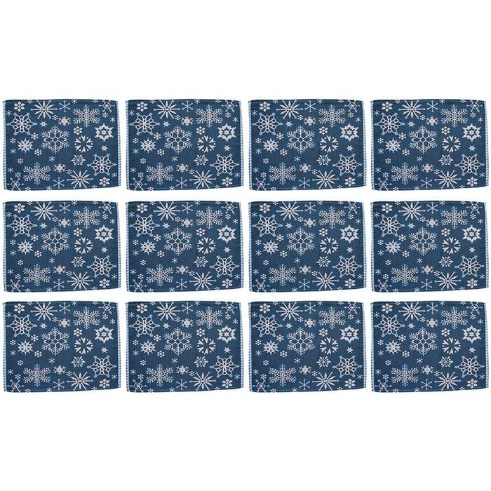 12PK LVD Placemat Navy Snowflake Decorative Tableware/Serveware