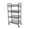 SOGA 4 Tier Steel Black Bee Mesh Kitchen Cart with Wheels