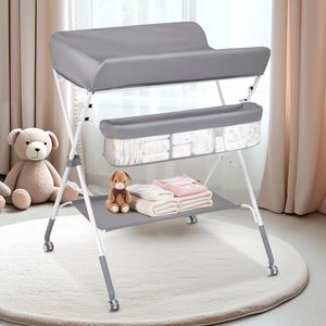 Advwin Changing Table Adjustable Height Nursery Furniture Grey