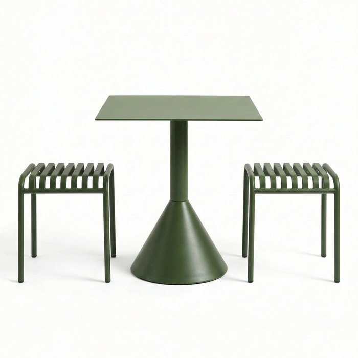 Nordhavn Replica 1× Hay Palissade Cone Table & 2× Low Stool Set, Olive Green