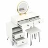 Costway Makeup Vanity Desk Dressing Table Chair Set Rotatable Mirror