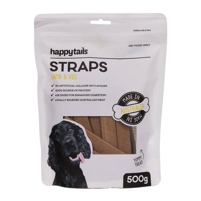 Happy Tails 500g Lamb & Vegetable Straps Dog Treats