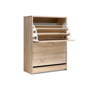 Artiss Storage Shoe Rack Organiser 2 Drawers Oak