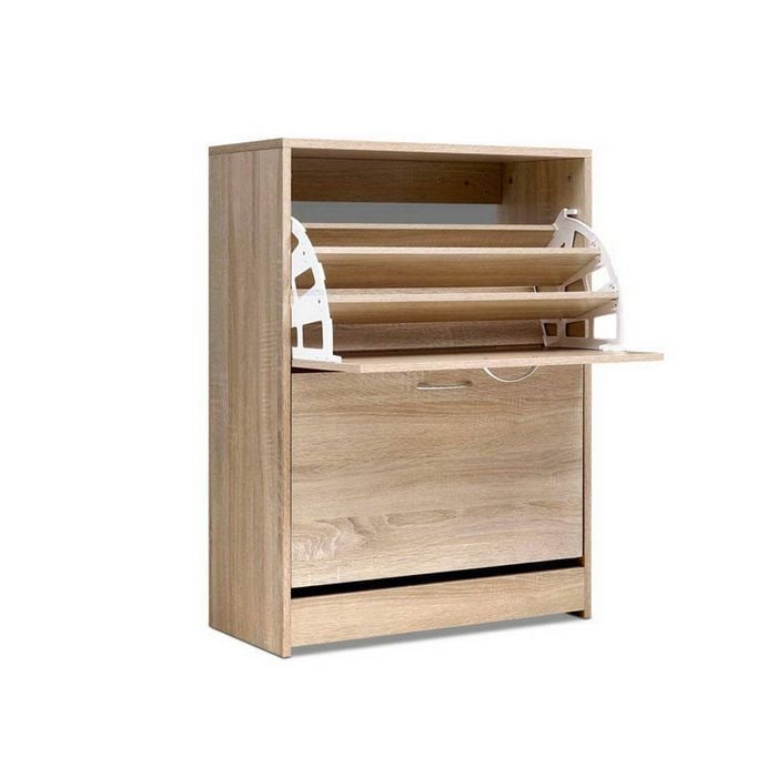 Artiss Storage Shoe Rack Organiser 2 Drawers Oak