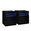 Oikiture Bedside Tables Set Of 2 Led Nightstand Shelf Side End Table Black
