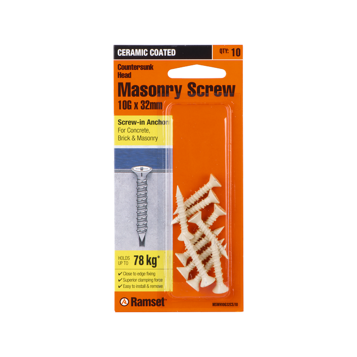 Ramset 10G x 32mm White Ankascrew - 10 Pack