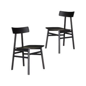 Claire Dining Chair Set of 2 Solid Oak Wood Timber Seat Furniture - Black