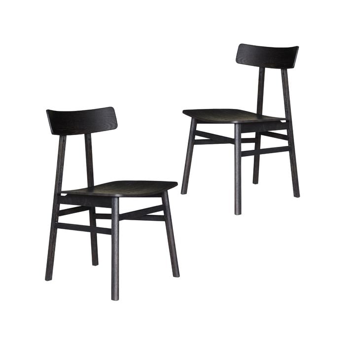 Claire Dining Chair Set of 2 Solid Oak Wood Timber Seat Furniture - Black