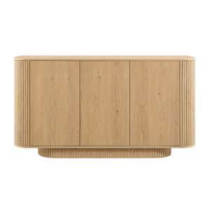 Design Square Mayim Scandinavian Woodgrain Buffet Unit Sideboard Storage Cabinet 3-Doors Oak
