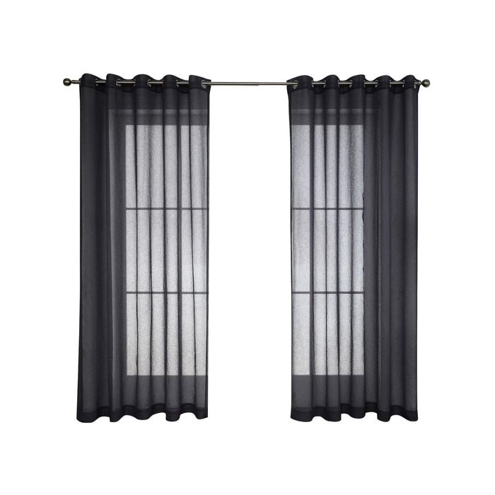 Windoware 180 x 223cm Charcoal Misty Eyelet Sheer Curtain - 1 Pack