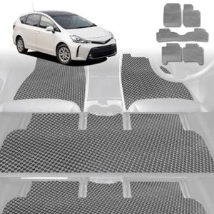 6D Diamond Car Floor Mats for Toyota Prius V 2012-2021-Ultimate Set-Grey-Outback GT
