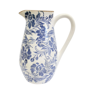 LVD Vintage Botanical Ceramic Floral Jug Kitchen Decor 25.5x19x15cm Blue