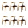 Henrik 6pc Set Dining Chair Replica Hans Wegner Elbow Solid Ash Timber Natural