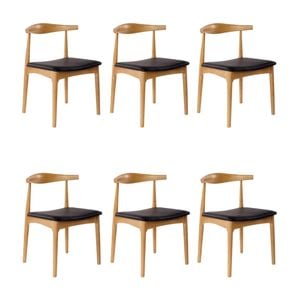 Henrik 6pc Set Dining Chair Replica Hans Wegner Elbow Solid Ash Timber Natural