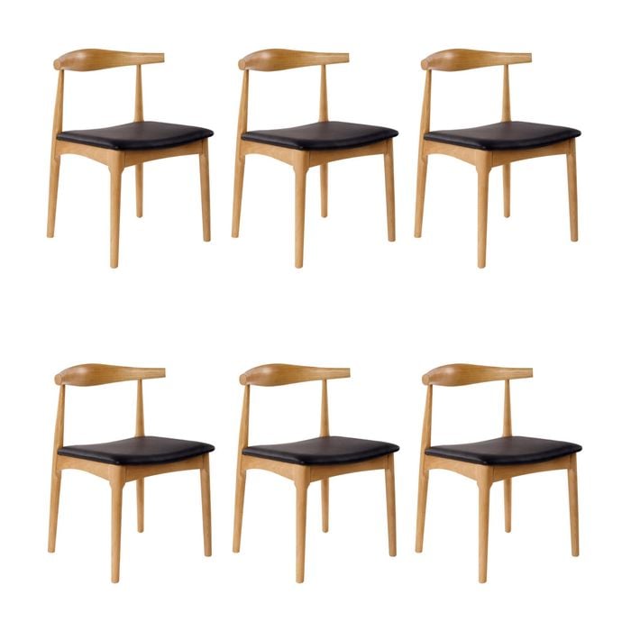 Henrik 6pc Set Dining Chair Replica Hans Wegner Elbow Solid Ash Timber Natural