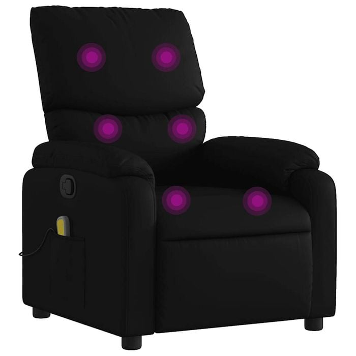 vidaXL Massage Recliner Chair Reclining Chair Single Sofa Black Faux Leather