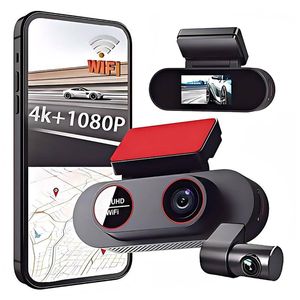 4K WiFi Dual Dash Cam with 1080P Rear Window Camera Reversing View