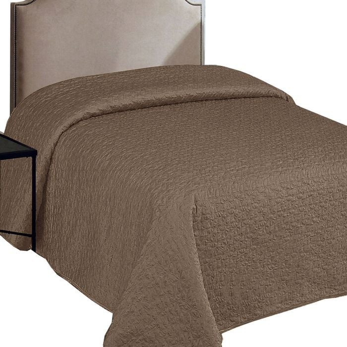 Bloomington Faux Silk Embroidered Coverlet Coffee Queen