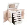 CARLA HOME 6-Layer Large Jewelry Box for Women withDrawers, Mirror, Lock, Necklace Hooks & Side Compartments (White)
