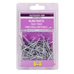 Otter 3.2 x 9.6mm Open Steel Blind Rivets - 100 Pack