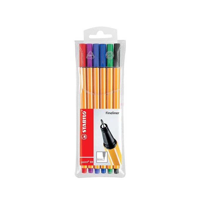 Stabilo Fibre Pen 0.4mm Tip Point (6pk)