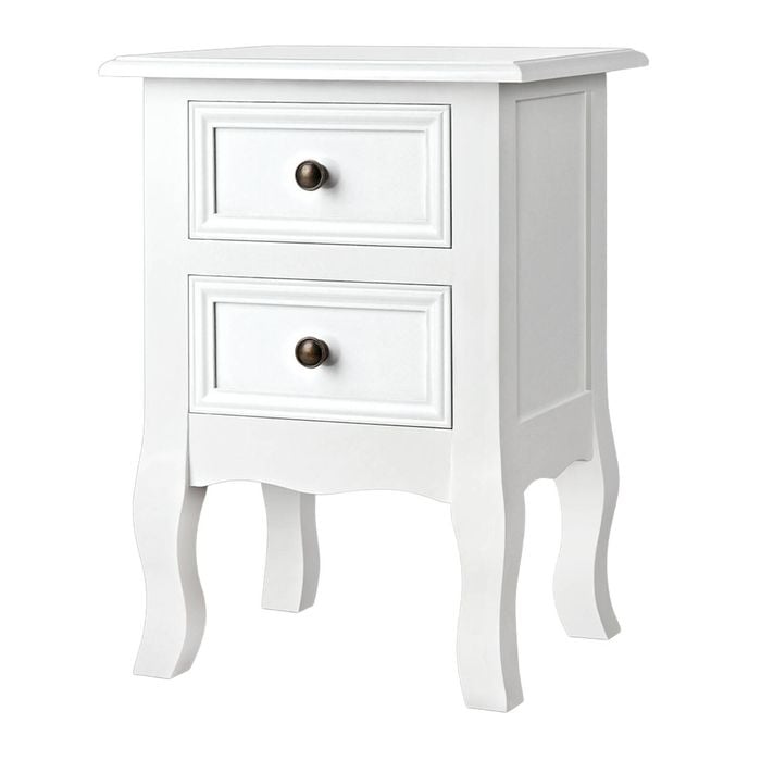 Artiss White 2 Drawer Bedside Table