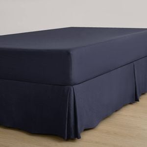 Dreamaker Superfine Washed Microfibre Pleated Valance Navy King Bed