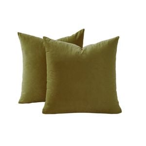 Gioia Casa Twin-Pack Velvet Cushion Covers – Soft Microfibre Cushion Covers with Hidden Zipper (Olive Green, 45cm*45cm)