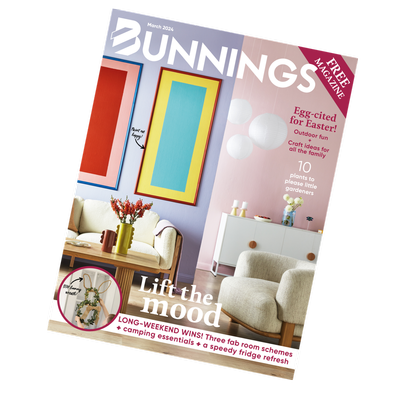 Bunnings magazine March tilted front cover.