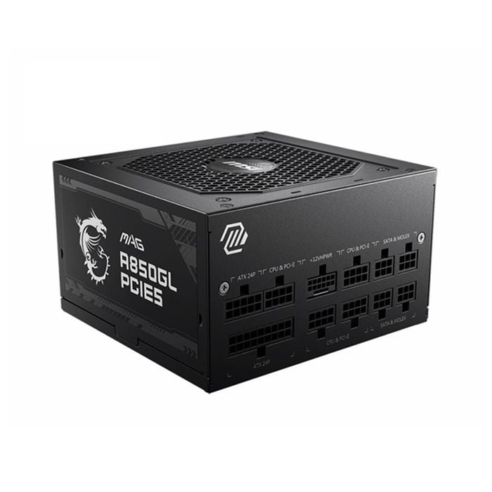 Msi Mag A850gl Pcie5 850w Up To 90% (80 Plus Gold) Atx Power Supply Unit, Pfc, 100~240 Vac, 850w, 47-63hz, Pci-e, Sata, Fdd