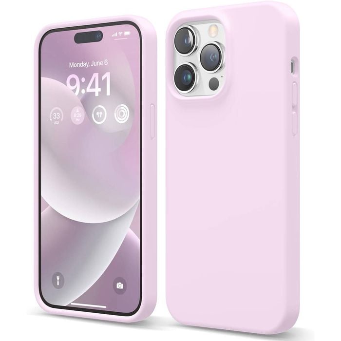 Silicone Phone Case For iPhone 14 Pro Max Shockproof Microfiber Lining - Lilac