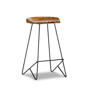 Neato 66cm Black Teak Wood Iron Bar Stool