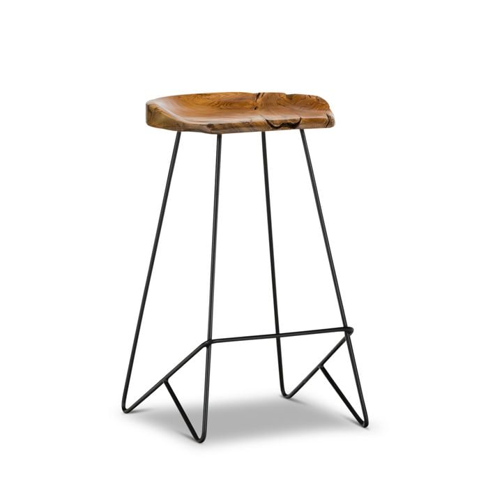 Neato 66cm Black Teak Wood Iron Bar Stool