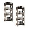 SOGA 2X 38x24cm Black 4-Tier Bookshelf Storage Trolley Rack