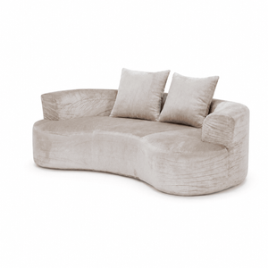 Airluxe Lunara Latte 200cm 2 Seater No Assembly Curved Compressed Sofa