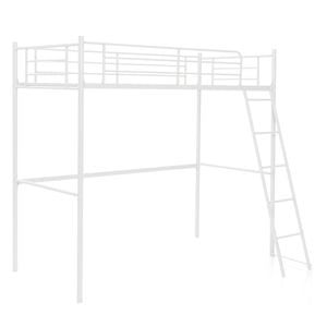 Costway Single Loft Bed Frame W/ladder Metal High Foot Bed White