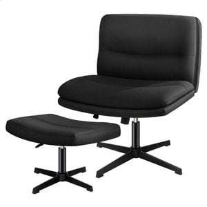 ALFORDSON Office Chair Armless Fabric Black