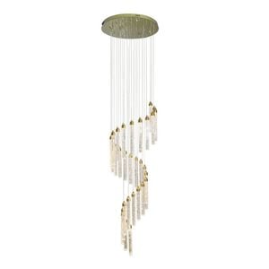 Eli & Co. Lighting Kaia 30-Head Crystal Spiral Staircase Chandelier – 3CCT Foyer Ceiling Light