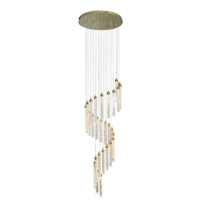 Eli & Co. Lighting Kaia 30-Head Crystal Spiral Staircase Chandelier – 3CCT Foyer Ceiling Light
