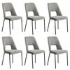 Oikiture 6x Dining Chairs Chenille Fabric Grey